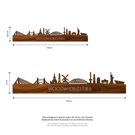 Standing Skyline Ridderkerk Palissander houten cadeau decoratie relatiegeschenk van WoodWideCities