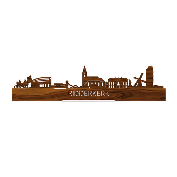Standing Skyline Ridderkerk Palissander houten cadeau decoratie relatiegeschenk van WoodWideCities