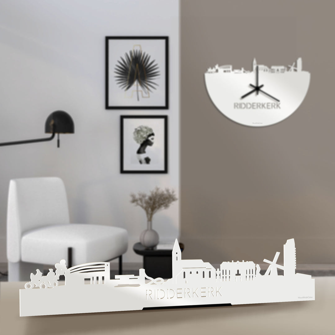Standing Skyline Ridderkerk Wit glanzend gerecycled kunststof cadeau decoratie relatiegeschenk van WoodWideCities