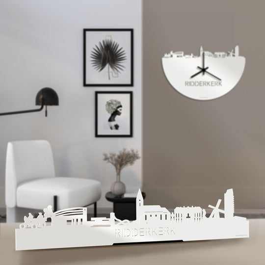 Standing Skyline Ridderkerk Wit glanzend gerecycled kunststof cadeau decoratie relatiegeschenk van WoodWideCities