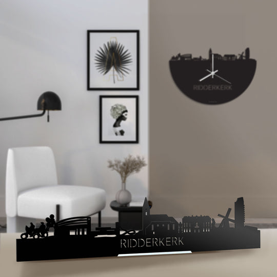 Standing Skyline Ridderkerk Zwart glanzend gerecycled kunststof cadeau decoratie relatiegeschenk van WoodWideCities