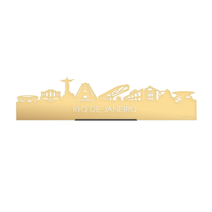 Standing Skyline Rio de Janeiro Goud Metallic 40 cm houten cadeau decoratie relatiegeschenk van WoodWideCities