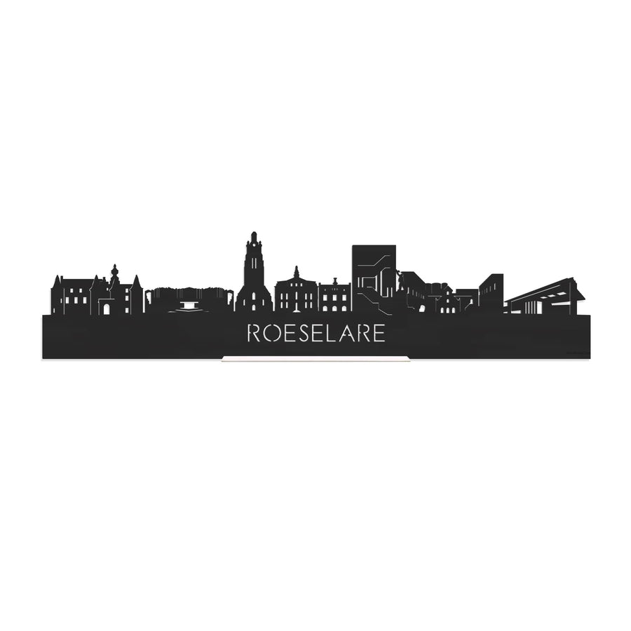Standing Skyline Roeselare Zwart houten cadeau decoratie relatiegeschenk van WoodWideCities