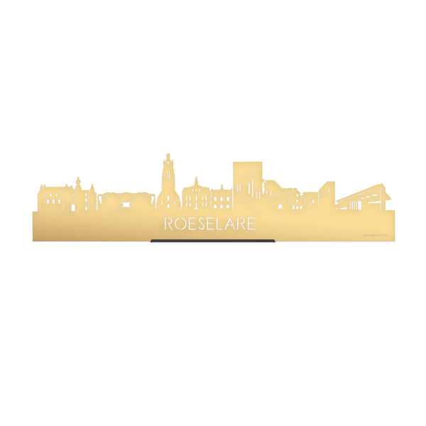 Standing Skyline Roeselare Metallic Goud gerecycled kunststof cadeau decoratie relatiegeschenk van WoodWideCities