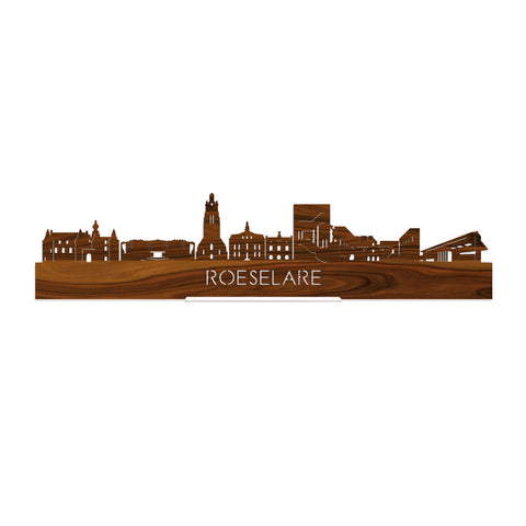 Standing Skyline Roeselare Palissander houten cadeau decoratie relatiegeschenk van WoodWideCities