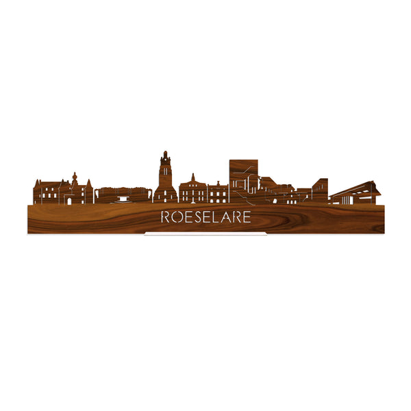 Standing Skyline Roeselare Palissander houten cadeau decoratie relatiegeschenk van WoodWideCities