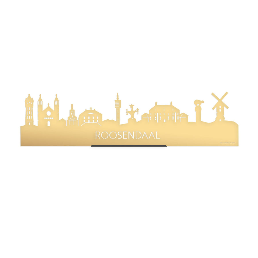 Standing Skyline Roosendaal Goud Metallic 40 cm houten cadeau decoratie relatiegeschenk van WoodWideCities