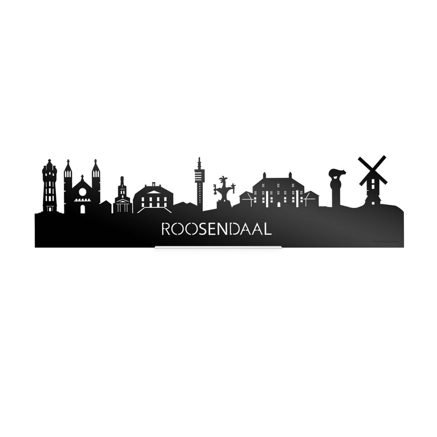 Standing Skyline Roosendaal Zwart Glanzend 40 cm houten cadeau decoratie relatiegeschenk van WoodWideCities