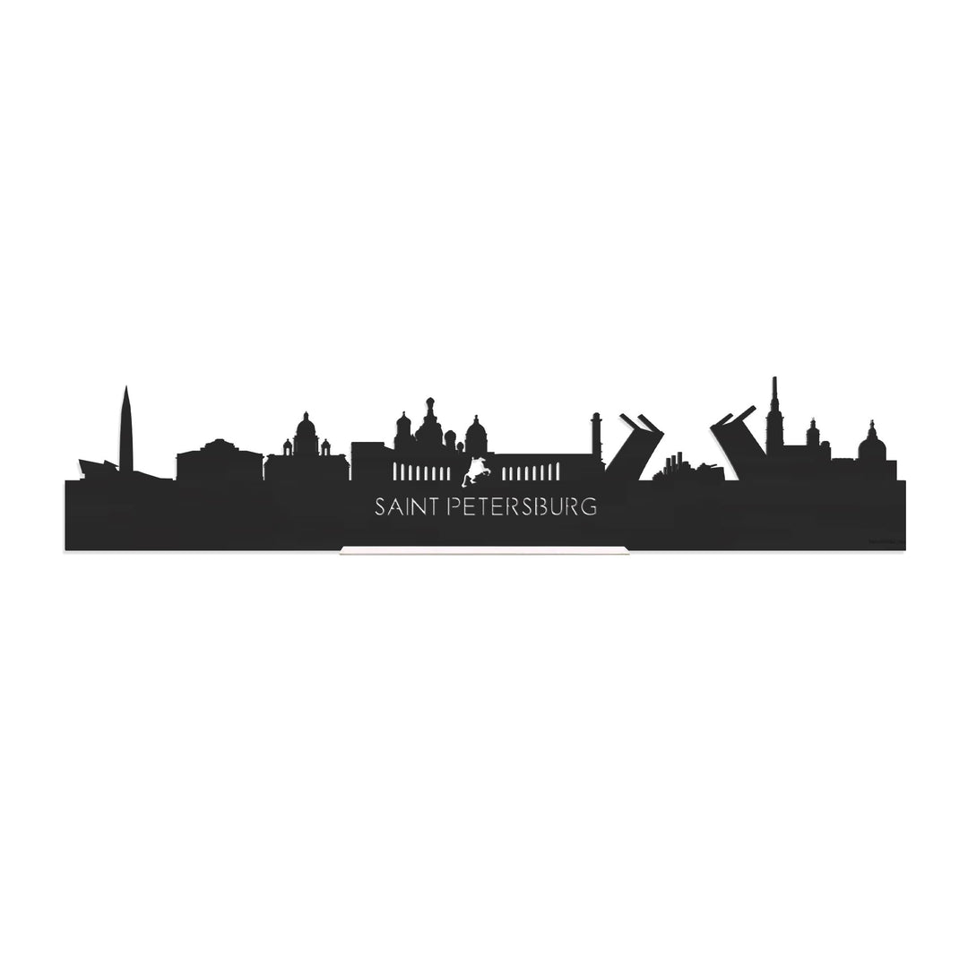 Standing Skyline Saint Petersburg Zwart houten cadeau decoratie relatiegeschenk van WoodWideCities