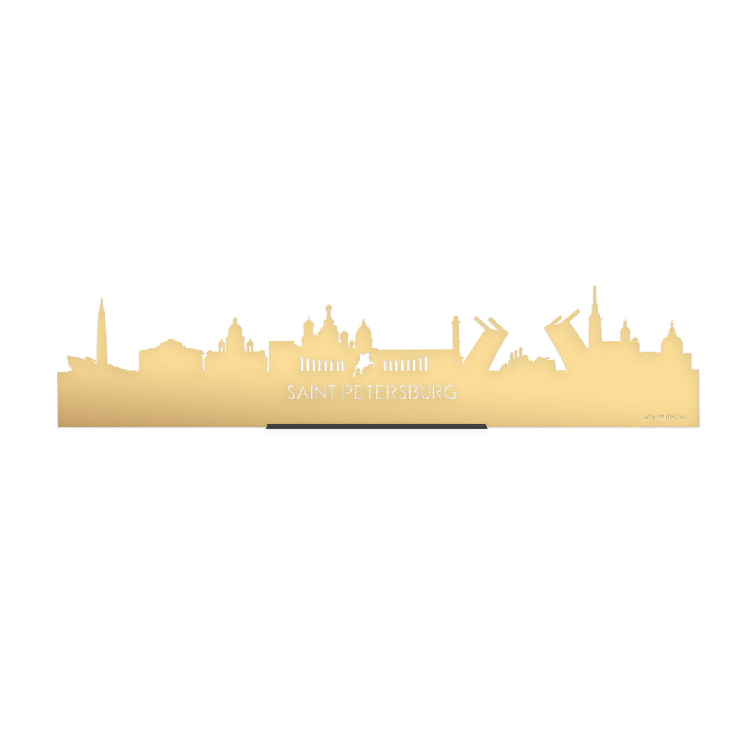 Standing Skyline Saint Petersburg Metallic Goud gerecycled kunststof cadeau decoratie relatiegeschenk van WoodWideCities