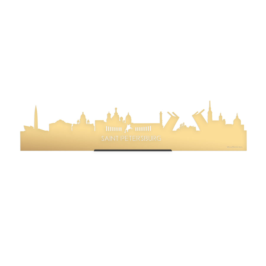 Standing Skyline Saint Petersburg Metallic Goud gerecycled kunststof cadeau decoratie relatiegeschenk van WoodWideCities