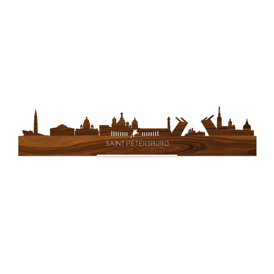Standing Skyline Saint Petersburg Palissander houten cadeau decoratie relatiegeschenk van WoodWideCities