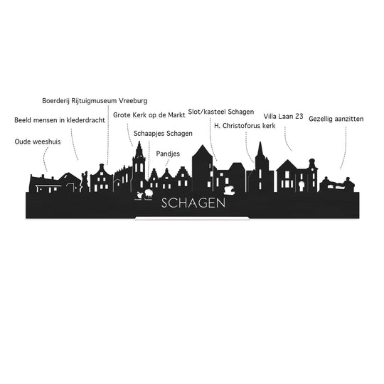 Standing Skyline Schagen Bamboe houten cadeau decoratie relatiegeschenk van WoodWideCities