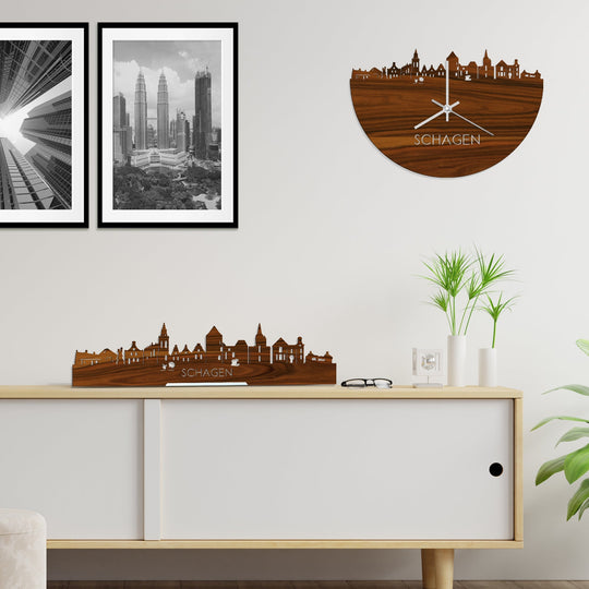 Standing Skyline Schagen Palissander houten cadeau decoratie relatiegeschenk van WoodWideCities