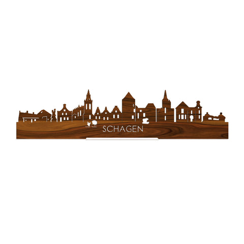 Standing Skyline Schagen Palissander houten cadeau decoratie relatiegeschenk van WoodWideCities