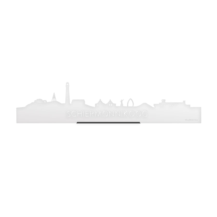 Standing Skyline Schiermonnikoog Wit Glanzend 40 cm houten cadeau decoratie relatiegeschenk van WoodWideCities