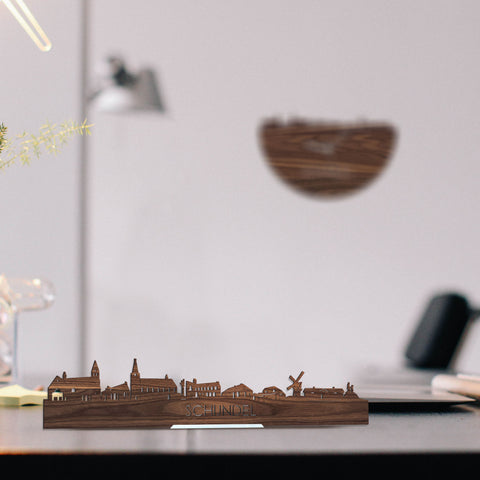 Standing Skyline Schijndel Noten houten cadeau decoratie relatiegeschenk van WoodWideCities
