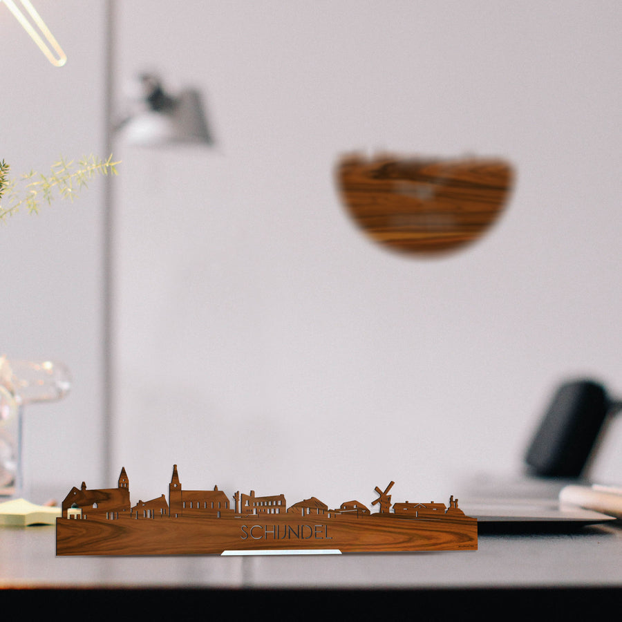 Standing Skyline Schijndel Palissander houten cadeau decoratie relatiegeschenk van WoodWideCities