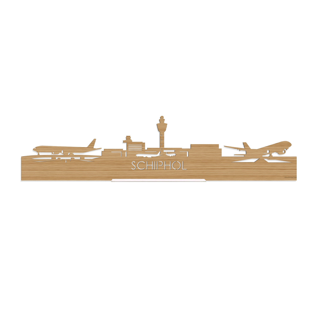 Standing Skyline Schiphol Bamboe houten cadeau decoratie relatiegeschenk van WoodWideCities