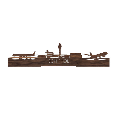 Standing Skyline Schiphol Noten houten cadeau decoratie relatiegeschenk van WoodWideCities
