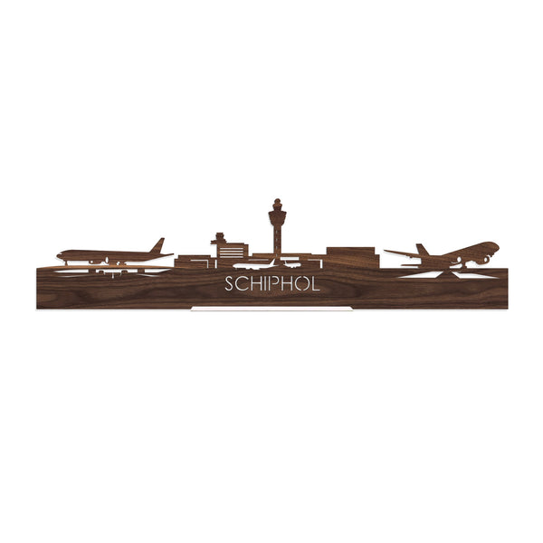 Standing Skyline Schiphol Noten houten cadeau decoratie relatiegeschenk van WoodWideCities