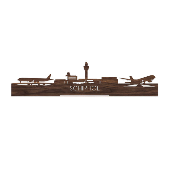 Standing Skyline Schiphol Noten houten cadeau decoratie relatiegeschenk van WoodWideCities