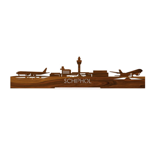 Standing Skyline Schiphol Palissander houten cadeau decoratie relatiegeschenk van WoodWideCities
