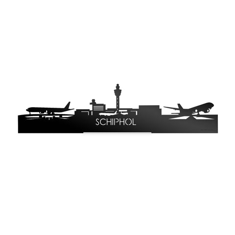 Standing Skyline Schiphol Zwart glanzend gerecycled kunststof cadeau decoratie relatiegeschenk van WoodWideCities