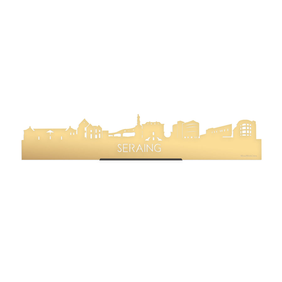 Standing Skyline Seraing Metallic Goud gerecycled kunststof cadeau decoratie relatiegeschenk van WoodWideCities
