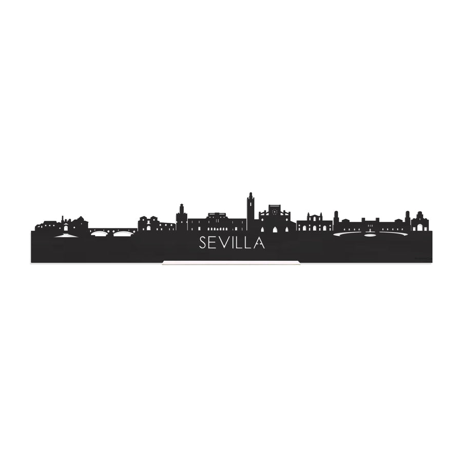 Standing Skyline Sevilla Zwart houten cadeau decoratie relatiegeschenk van WoodWideCities