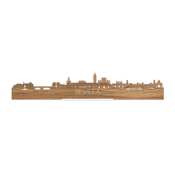 Standing Skyline Sevilla Eiken houten cadeau decoratie relatiegeschenk van WoodWideCities