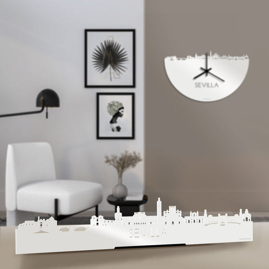 Standing Skyline Sevilla Wit glanzend gerecycled kunststof cadeau decoratie relatiegeschenk van WoodWideCities