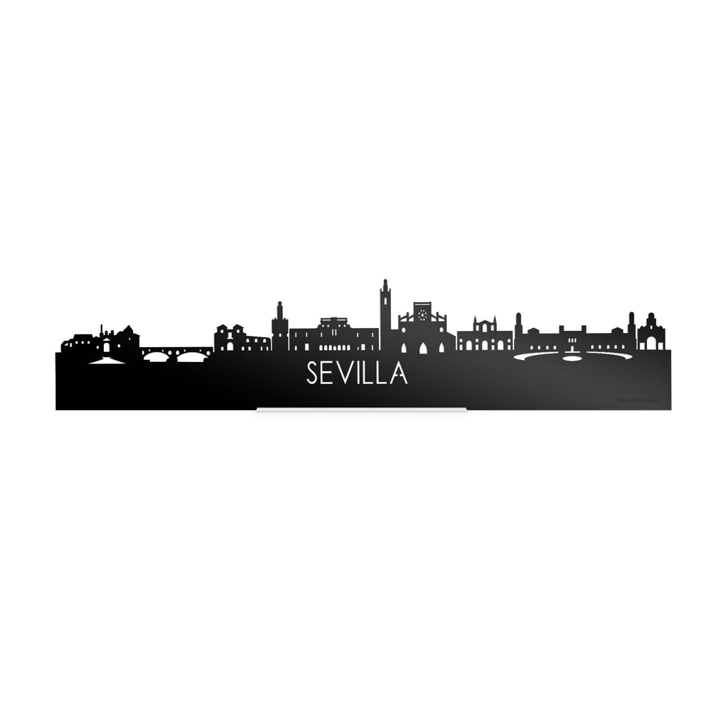 Standing Skyline Sevilla Zwart glanzend gerecycled kunststof cadeau decoratie relatiegeschenk van WoodWideCities