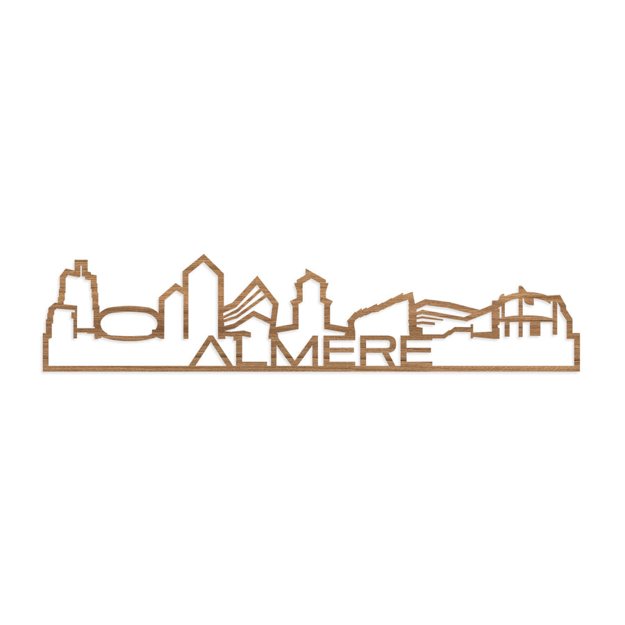 Standing Skyline Shape Almere Eiken houten cadeau decoratie relatiegeschenk van WoodWideCities
