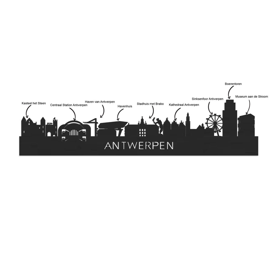 Standing Skyline Shape Antwerpen Noten houten cadeau decoratie relatiegeschenk van WoodWideCities
