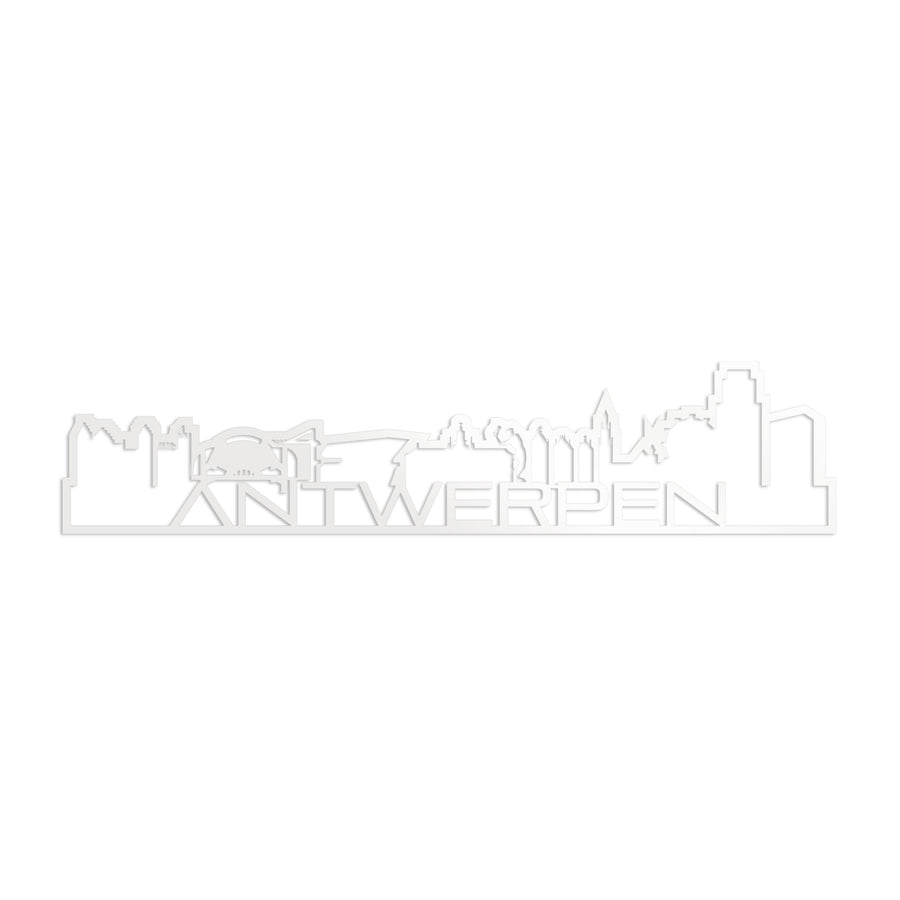 Standing Skyline Shape Antwerpen Wit glanzend gerecycled kunststof cadeau decoratie relatiegeschenk van WoodWideCities