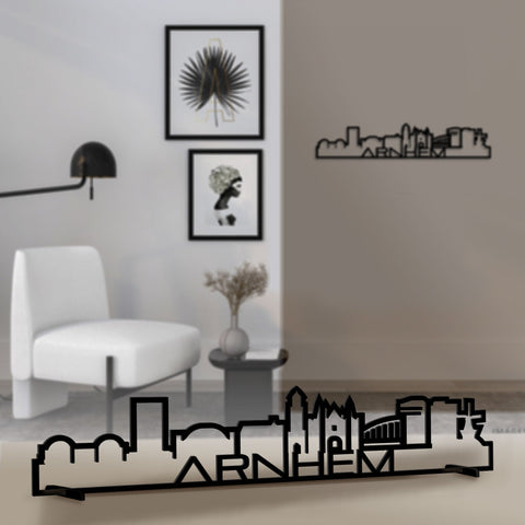 Standing Skyline Shape Arnhem Black houten cadeau decoratie relatiegeschenk van WoodWideCities