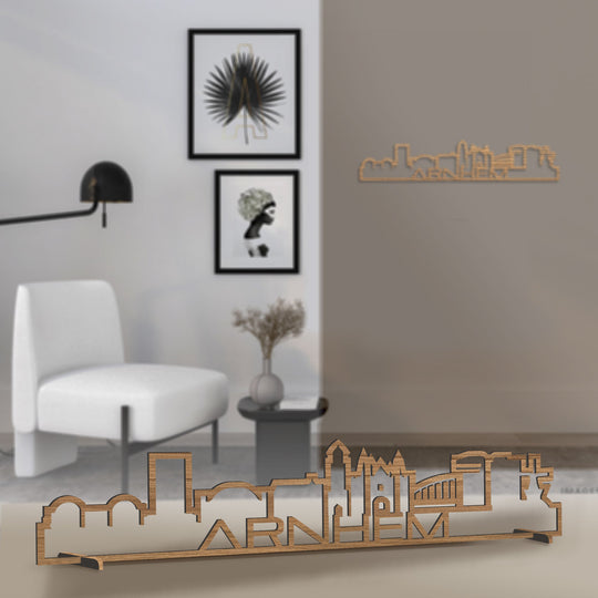 Standing Skyline Shape Arnhem Eiken houten cadeau decoratie relatiegeschenk van WoodWideCities