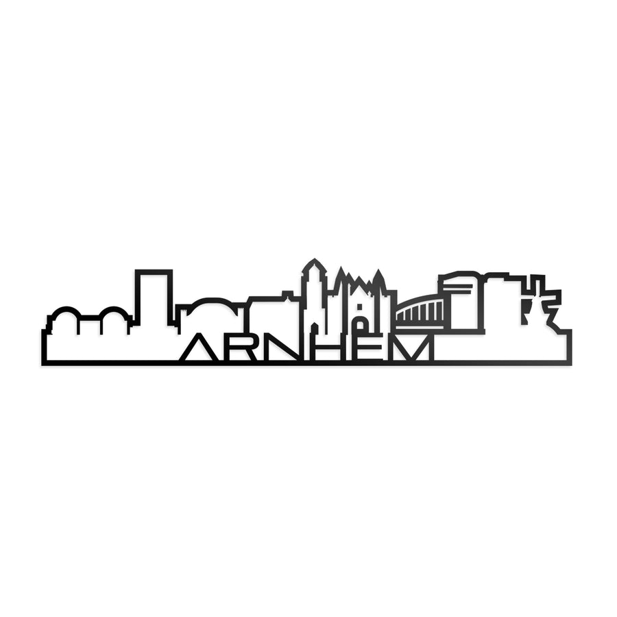 Standing Skyline Shape Arnhem Zwart glanzend gerecycled kunststof cadeau decoratie relatiegeschenk van WoodWideCities