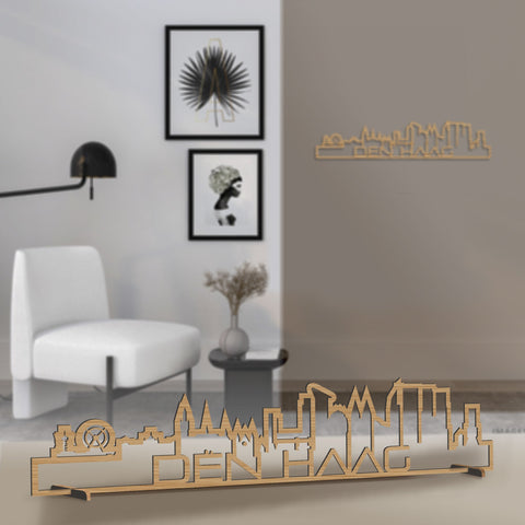 Standing Skyline Shape Den Haag Bamboe houten cadeau decoratie relatiegeschenk van WoodWideCities