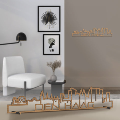 Standing Skyline Shape Den Haag Eiken houten cadeau decoratie relatiegeschenk van WoodWideCities