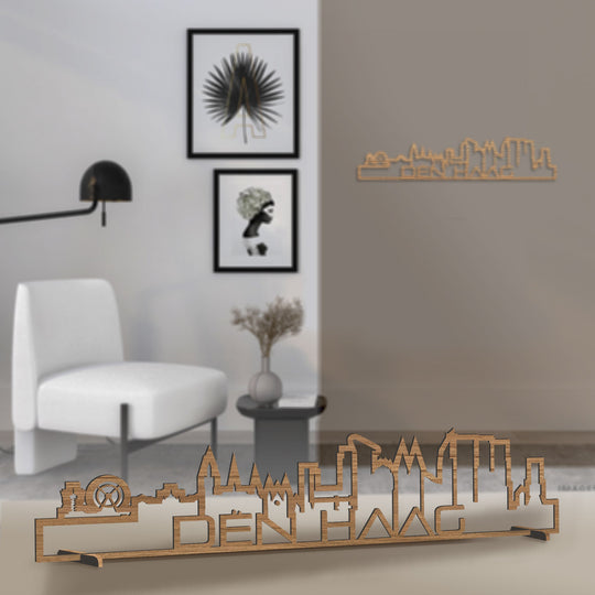 Standing Skyline Shape Den Haag Eiken houten cadeau decoratie relatiegeschenk van WoodWideCities