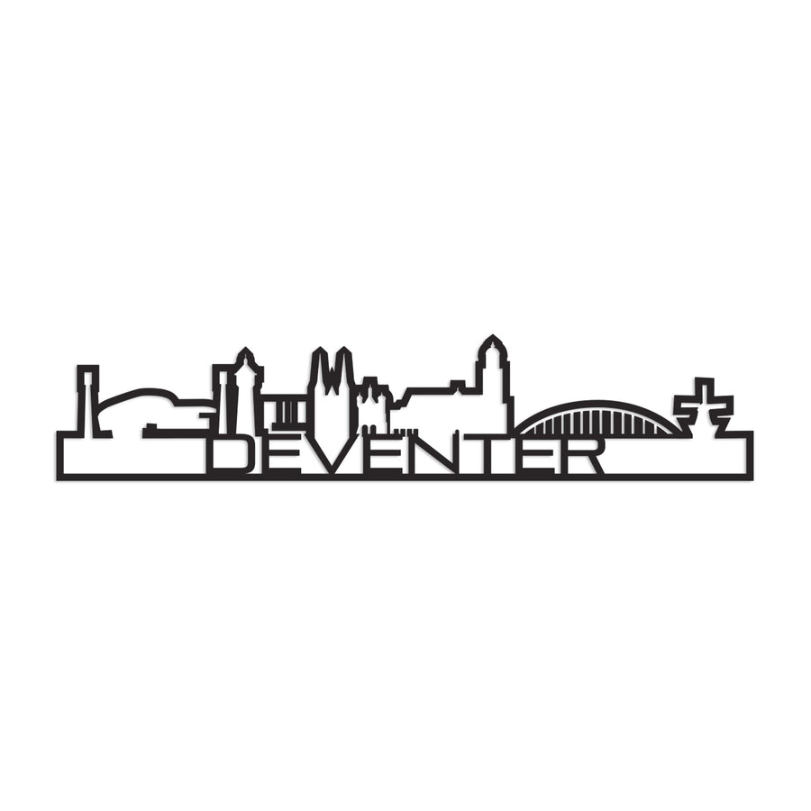 Standing Skyline Shape Deventer Black houten cadeau decoratie relatiegeschenk van WoodWideCities