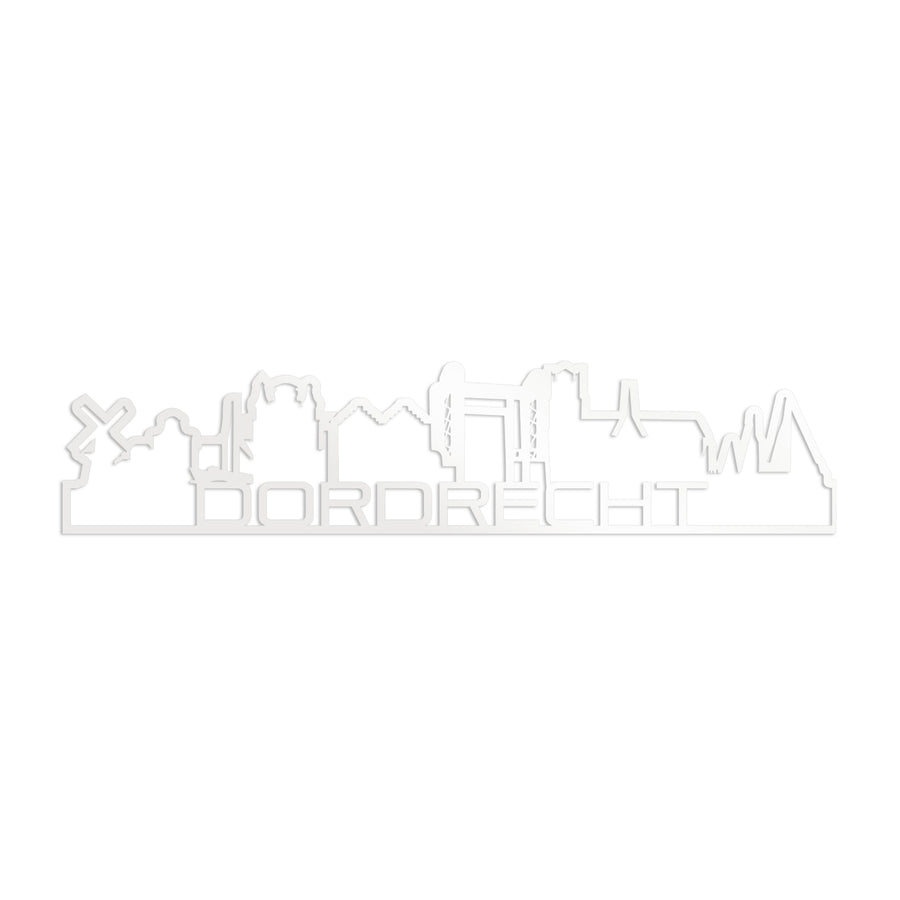 Standing Skyline Shape Dordrecht Wit glanzend gerecycled kunststof cadeau decoratie relatiegeschenk van WoodWideCities