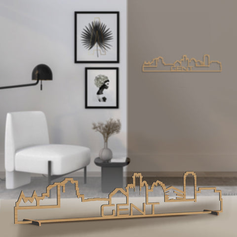 Standing Skyline Shape Gent Bamboe houten cadeau decoratie relatiegeschenk van WoodWideCities