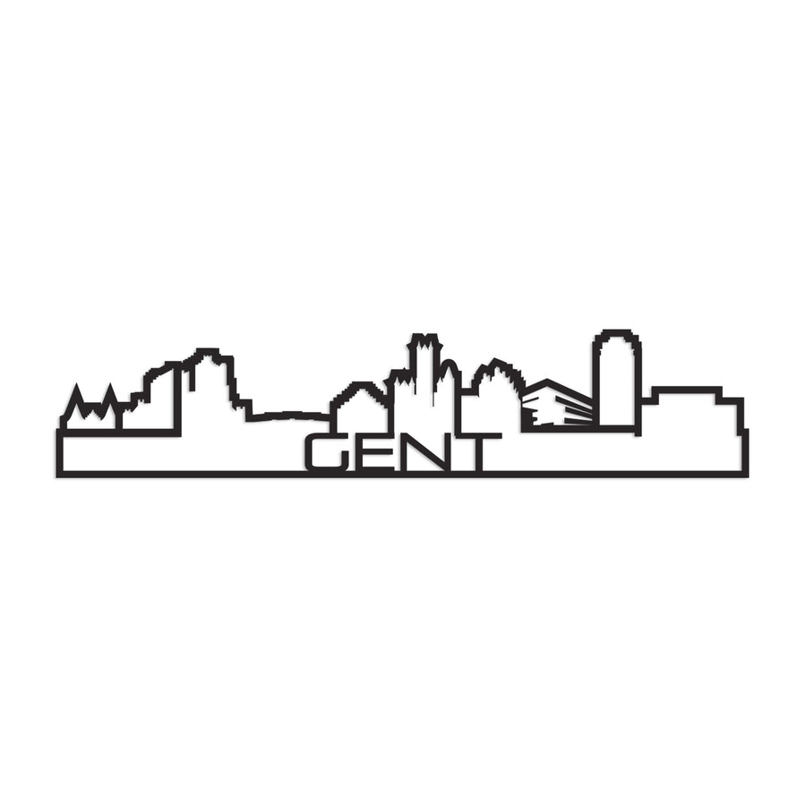 Standing Skyline Shape Gent Black houten cadeau decoratie relatiegeschenk van WoodWideCities