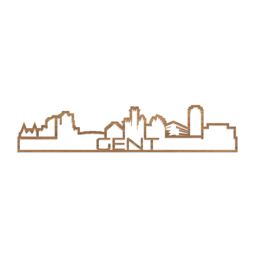 Standing Skyline Shape Gent Eiken houten cadeau decoratie relatiegeschenk van WoodWideCities
