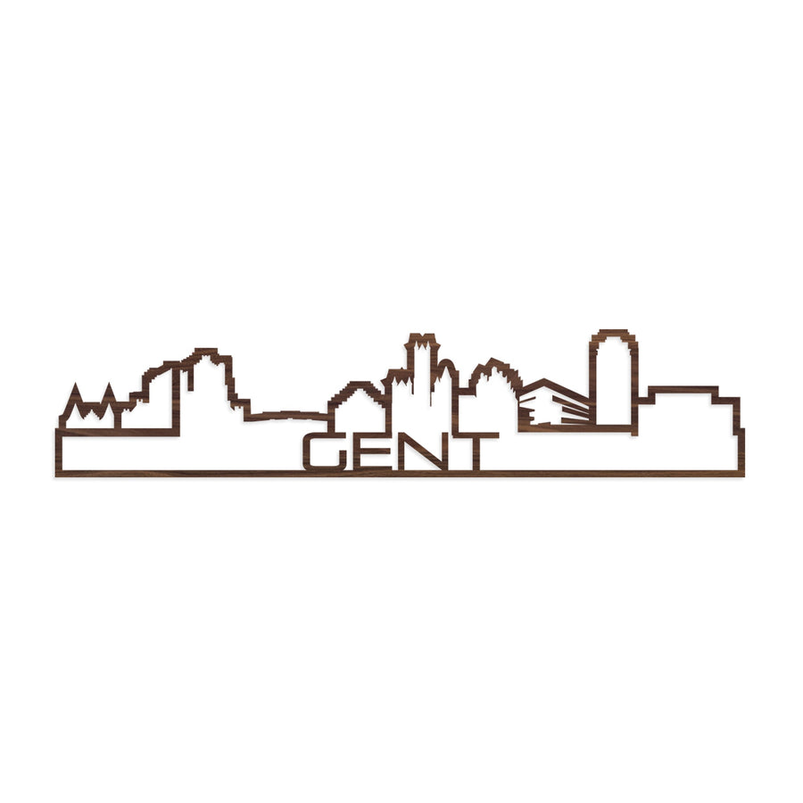 Standing Skyline Shape Gent Noten houten cadeau decoratie relatiegeschenk van WoodWideCities