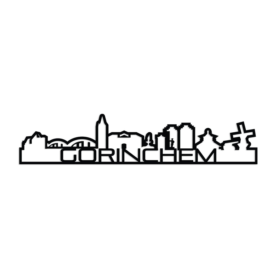 Standing Skyline Shape Gorinchem Black houten cadeau decoratie relatiegeschenk van WoodWideCities