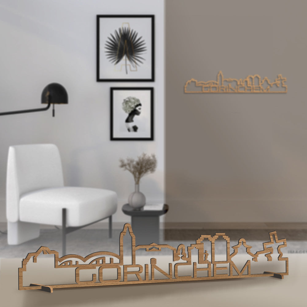 Standing Skyline Shape Gorinchem Eiken houten cadeau decoratie relatiegeschenk van WoodWideCities